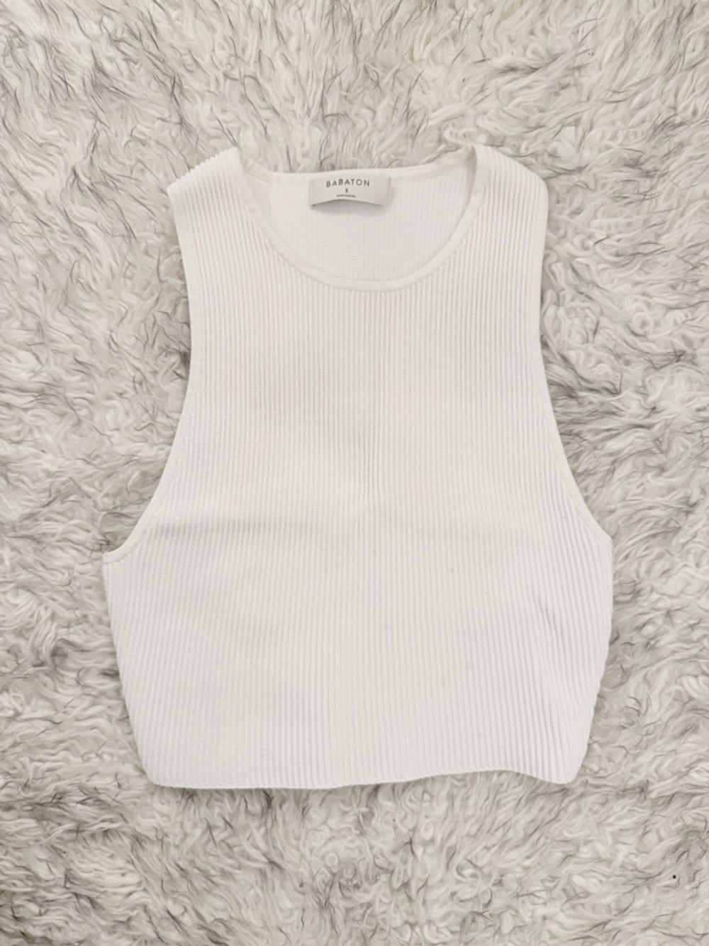 Babaton Sculpt Knit Racer Cropped Tank - White